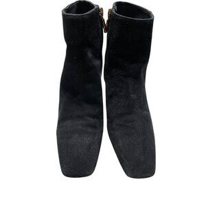JML Womens Black Suede Ankle Boots With Tortoise Block Heels Size 8